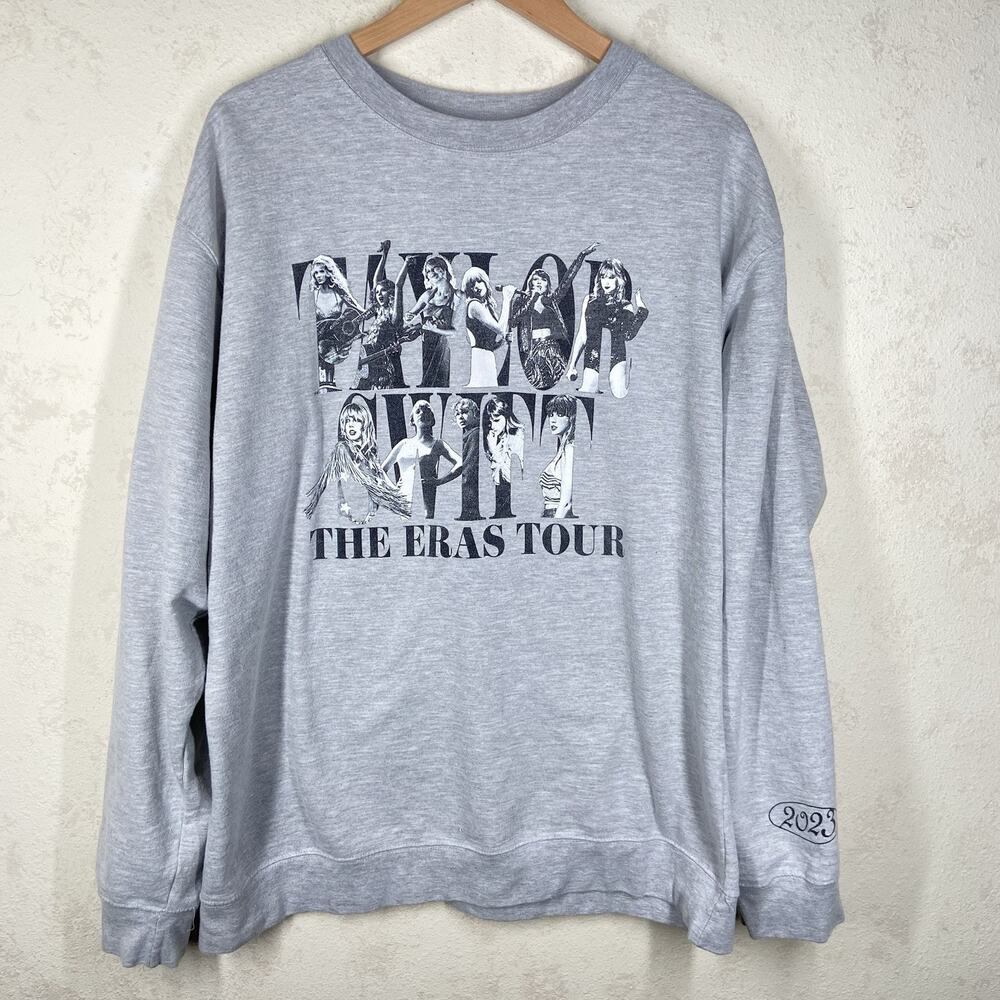 TAYLOR SWIFT 2023 Gray THE ERAS TOUR Official Crewneck Sweatshirt XXL